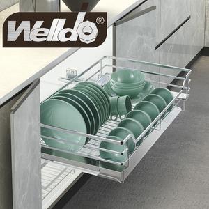 Kitchen Base Cabinet Flat Wire Bowl and Dish Pull-out Basket for 600/700/750/800/900mm Cabinet