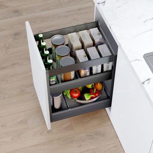 Kitchen System Metal Finishing Line Double Layers Organizer For 250/300/350/400/450/500/600mm Cabinet