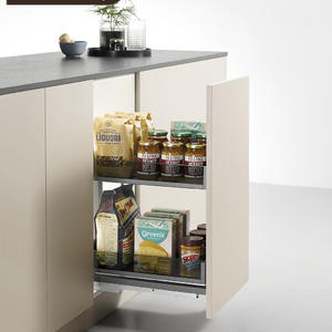 Kitchen Storage Rack 2-shelf Drawer Basket With Iron & Glass Drawer Basket For Cabinet Organization