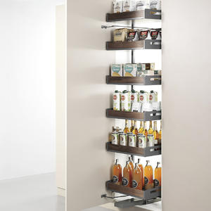 Kitchen Cabinet Storage Tall Pull-out Pantry Unit (6 Shelf) Iron Basket For 300-600mm Cabinet.